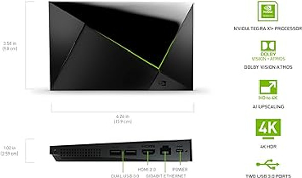 NVIDIA SHIELD Android TV Pro Streaming Media Player; 4K HDR movies, live sports, Dolby Vision-Atmos