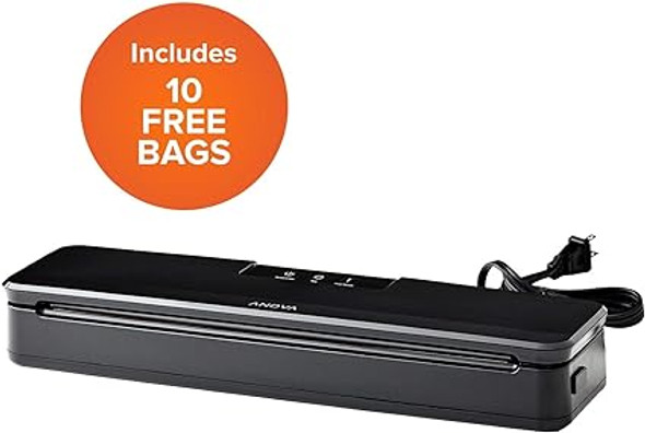 Roll over image to zoom in       7 VIDEOS  Anova Culinary ANVS01-US00 Anova Precision Vacuum Sealer, Includes 10 Precut Bags, For Sous Vide and Food Storage