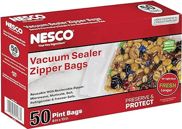 Jura Nesco Vacuum Sealer Automatic Pint Zipper Bags - 50 count