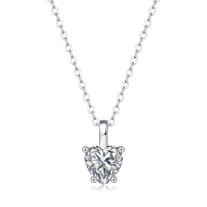 Casual Moissanite CZ Heart Dangle 925 Sterling Silver Necklace R866-JZ_667859567982