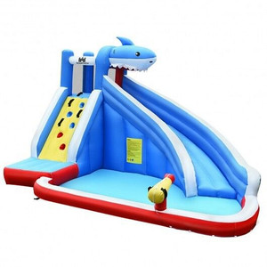 Inflatable Shark Bounce House with Water Slide and Climbing Wall without Blower B593-OP70399
