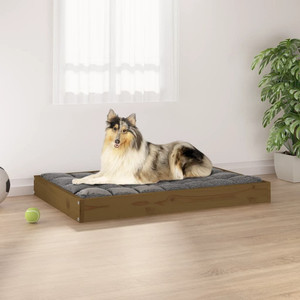  Dog Bed Honey Brown Solid Pine Wood 36.0 x 25.2 x 3.5 in Simple A949-820864