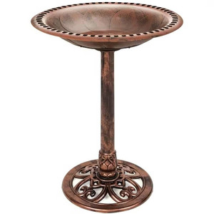 Outdoor Garden Polyresin Bird Bath in Rustic Aged Copper Brown Finish Q280-CBBFPS39671528