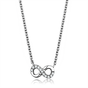 3W1022 - Rhodium Brass Chain Pendant with AAA Grade CZ  in Clear A874-3W1022