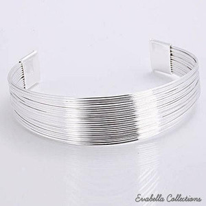 COLOR: Silver - Simplicity Silver Cuff Italian Design Bracelets design by Evabella Collections K290-1254578120