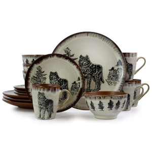Elama Majestic Wolf 16 Piece Luxurious Stoneware Dinnerware with Complete Setting for 4 D970-EL-MAJESTICWOLF16 Elama Majestic Wolf 16 Piece Luxurious Stoneware Dinnerware with Complete Setting for 4 D970-EL-MAJESTICWOLF16