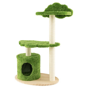38 Inch Cute Cat Tree for Indoor Cats with Fully Wrapped Sisal Scratching Posts-Green - Color: Green D681-PV10130GN