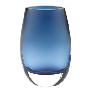 8 Mouth Blown Crystal Oval Thick Midnight Blue Walled Vase N270-375847