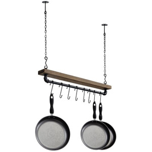 FarmHome Rustic Industrial 8 S-Hooks Ceiling Mounted Hanging Pot Rack Q280-FHPR1488