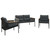 vidaXL 3 Piece Balcony Furniture Set with Cushions Black Steel A949-3283635