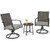 3 Piece Patio Swivel Chair Set with Soft Seat Cushions for Backyard - Color: Black D681-NP11212