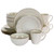 Elama Contessa 16 Piece Embossed Scalloped Stoneware Dinnerware Set in Ivory D970-EL-CONTESSA