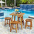 5 Pieces Wood Patio Dining Set with Square Table and 4 Stools B593-HW65874