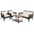 4 Pieces Patio Rattan Acacia Wood Furniture Set with Cushions and Armrest - Color: Espresso D681-HW69538+