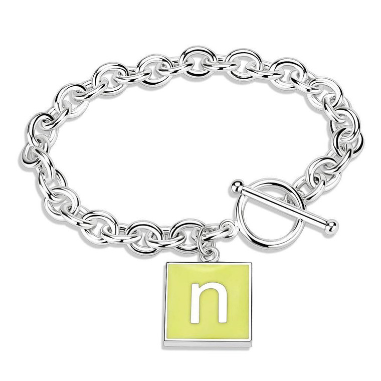 LO4639 - High-Polished Brass Bracelet with Epoxy  in Emerald A874-LO4639