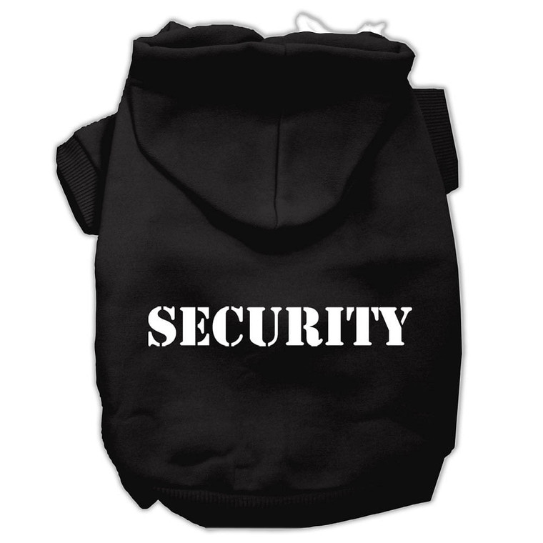 Security Screen Print Pet Hoodies Black Size w/ Cream Size text Med S528-62-48 MDBK