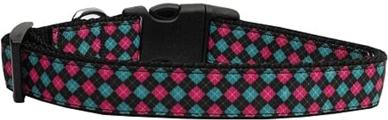 Pink and Blue Plaid Dog Collar Large S528-125-120 LG