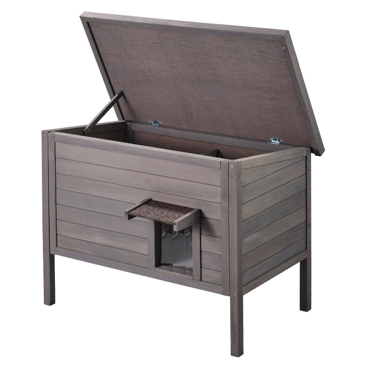 VEVOR Outdoor Cat House Wooden Feral Cat Shelter with Roof & PVC Door Flaps E415-XJSMZMBHSDCS0RYZXV0