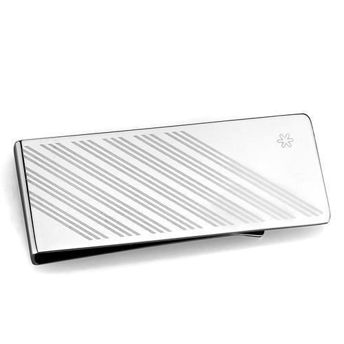 TK2079 - High polished (no plating) Stainless Steel Money clip with No Stone A874-TK2079