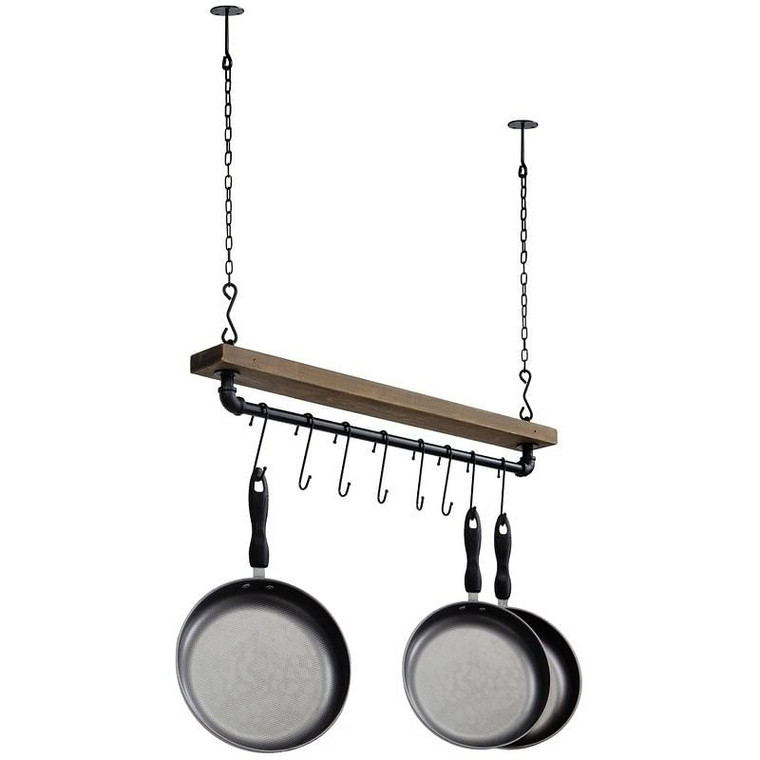 FarmHome Rustic Industrial 8 S-Hooks Ceiling Mounted Hanging Pot Rack Q280-FHPR1488