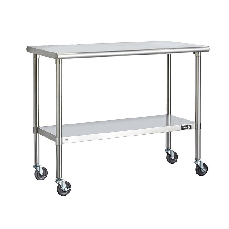 Stainless Steel 2-ft Kitchen Island Cart Prep Table with Casters Q280-TECSPT4759381