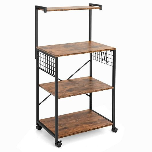 4-Tier Kitchen Baker's Rack on Wheels - Color: Brown D681-KC54155CF