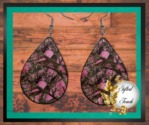 Pink Camo Earrings