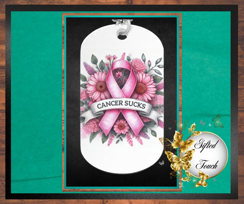 Breast Cancer Dog Tag Necklace