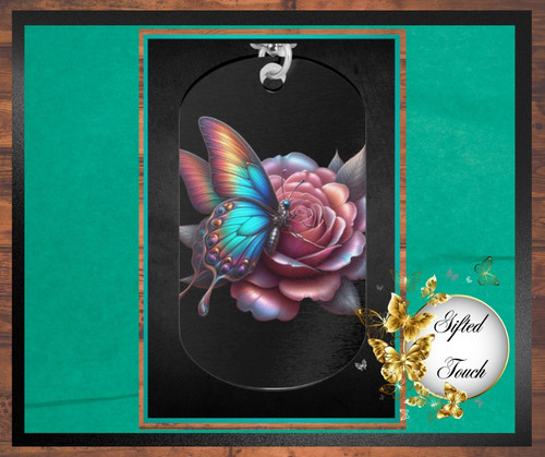 Glossy Butterfly Dog Tag Necklace
