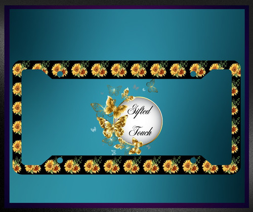 Grid Sunflower License Plate Frame