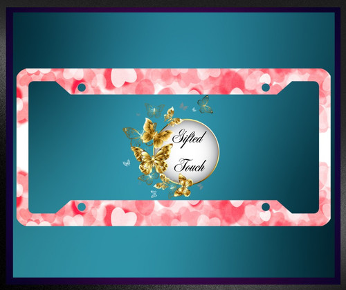 Pink Hearts License Plate Frame