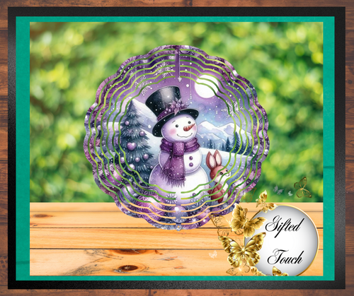Purple Snowman Wind Spinner