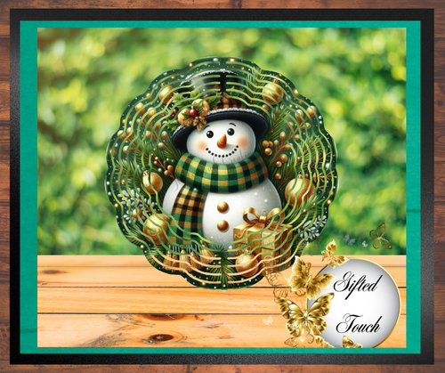 Gold Gift Snowman Wind Spinner