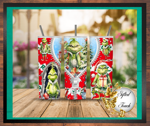Zipper Grinch Tumbler