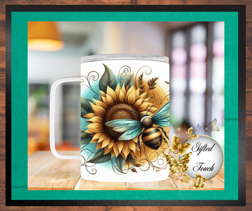 Sunflower & Bee Steel Mug