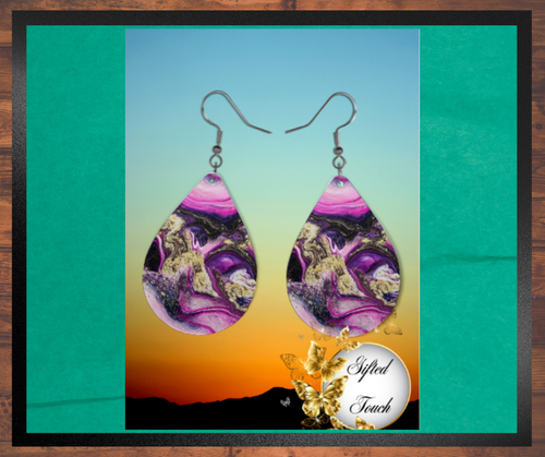 Purple Marble Earrings