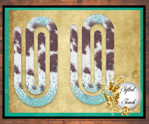 Turquoise & Cow Hide Paperclip