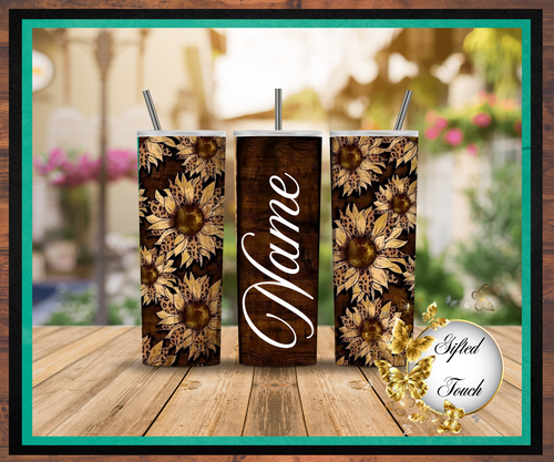 Wooden Sunflower Tumbler