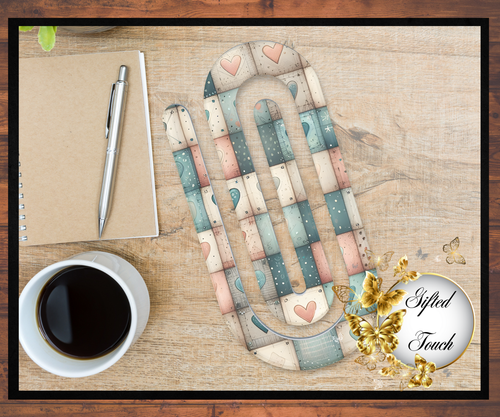 Teal Quilted Heart Paperclip