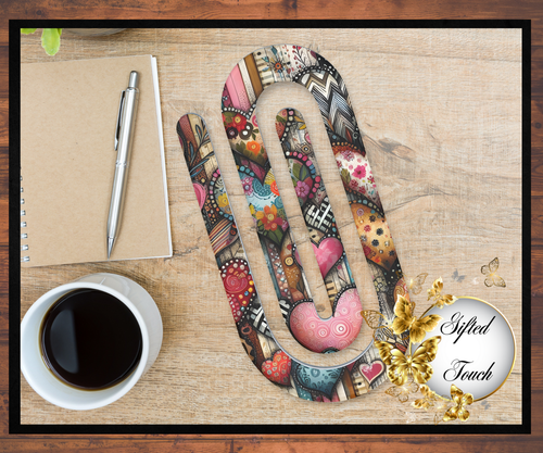 Boho Patchwork Heart Paperclip