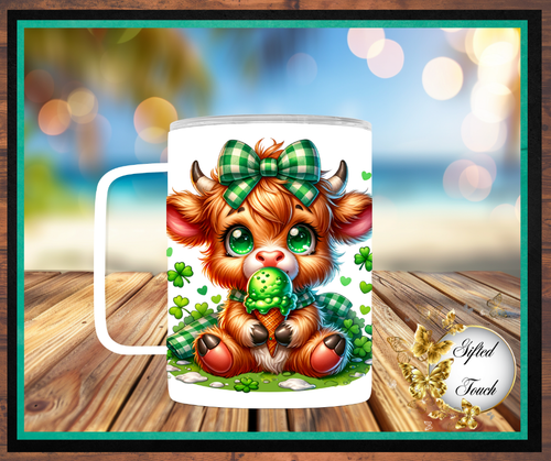 St. Patrick's Highland Cow Steel Mug