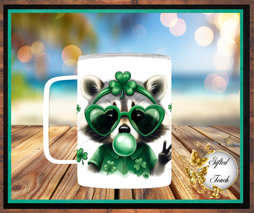 St. Patrick's Day Raccoon Steel Mug (12)