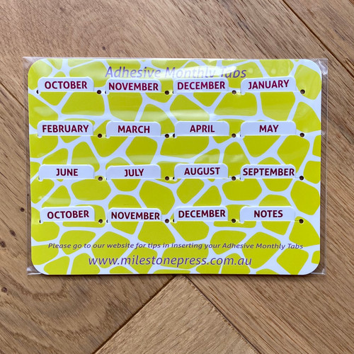 White with Pink Adhesive Monthly Tabs