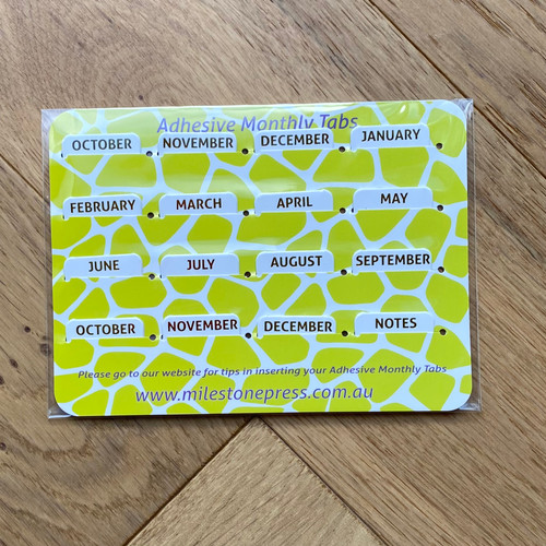 White with Gold Adhesive Monthly Tabs