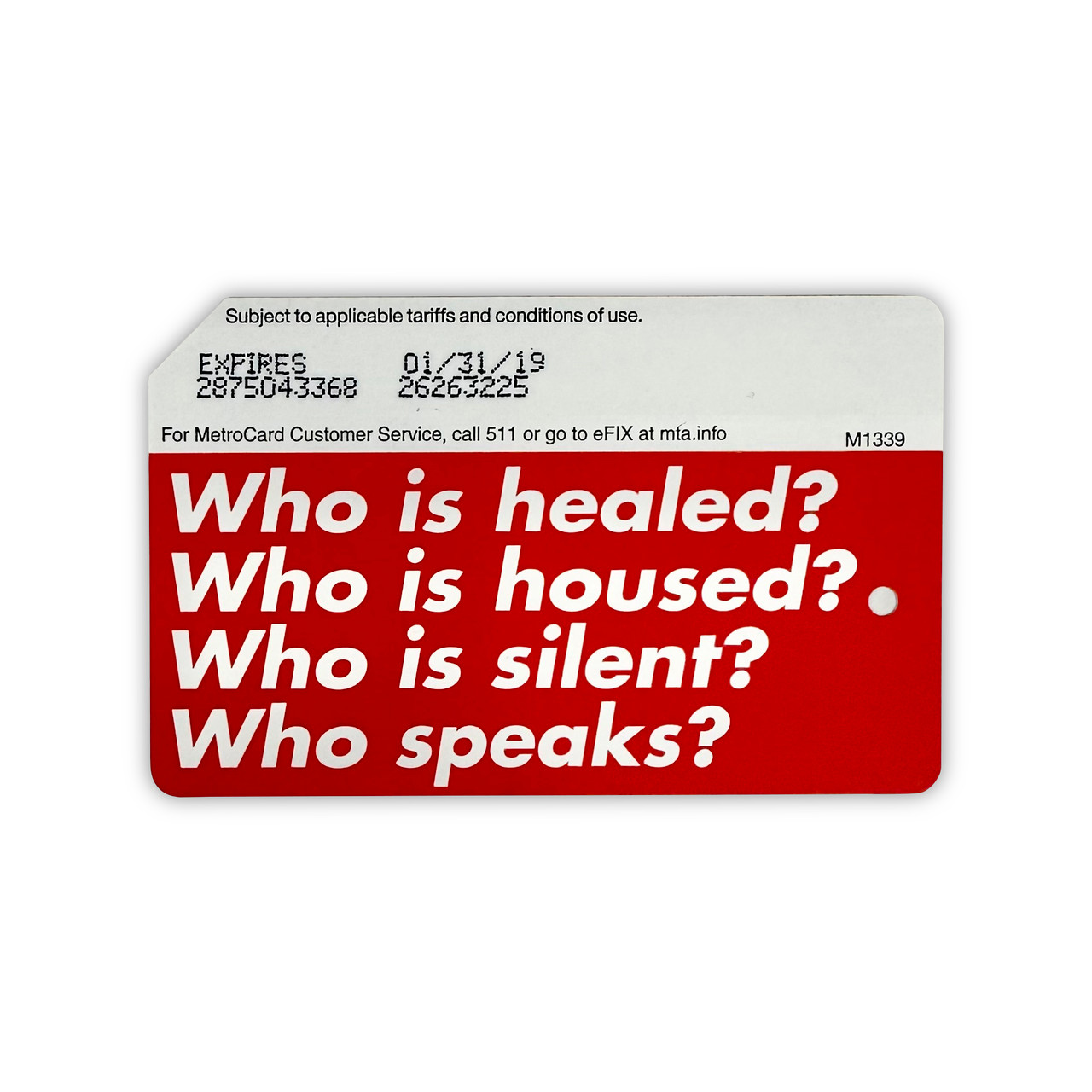 Barbara Kruger MetroCard