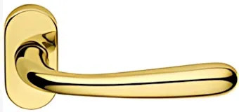 MEZZA MANIGLIA PORTA BLINDATA LUSSO OVALE OTTONE LUCIDO A SINISTRA