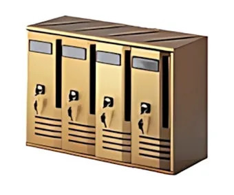 CASSETTA POSTALE A CUBO 4 POSTI COLORE BRONZO (30x42x17,5)