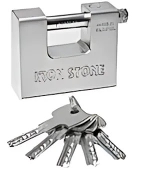 LUCCHETTO CORAZZATO MONOBLOCCO DA 84 IRON STONE CHIAVI PUNZONATE