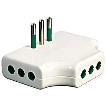 ADATTORE PIATTO SPINA 2P+T 10A + 3 PRESE 10A "FANTON"