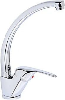 GRUPPO MONOFORO RUBINETTO CUCINA MONOCOMANDO CANNA CURVA CROMATO MODENA